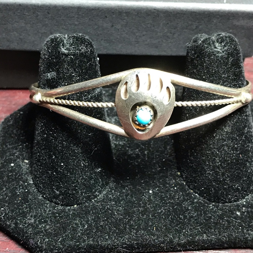 Sterling and turquoise bear claw cuff